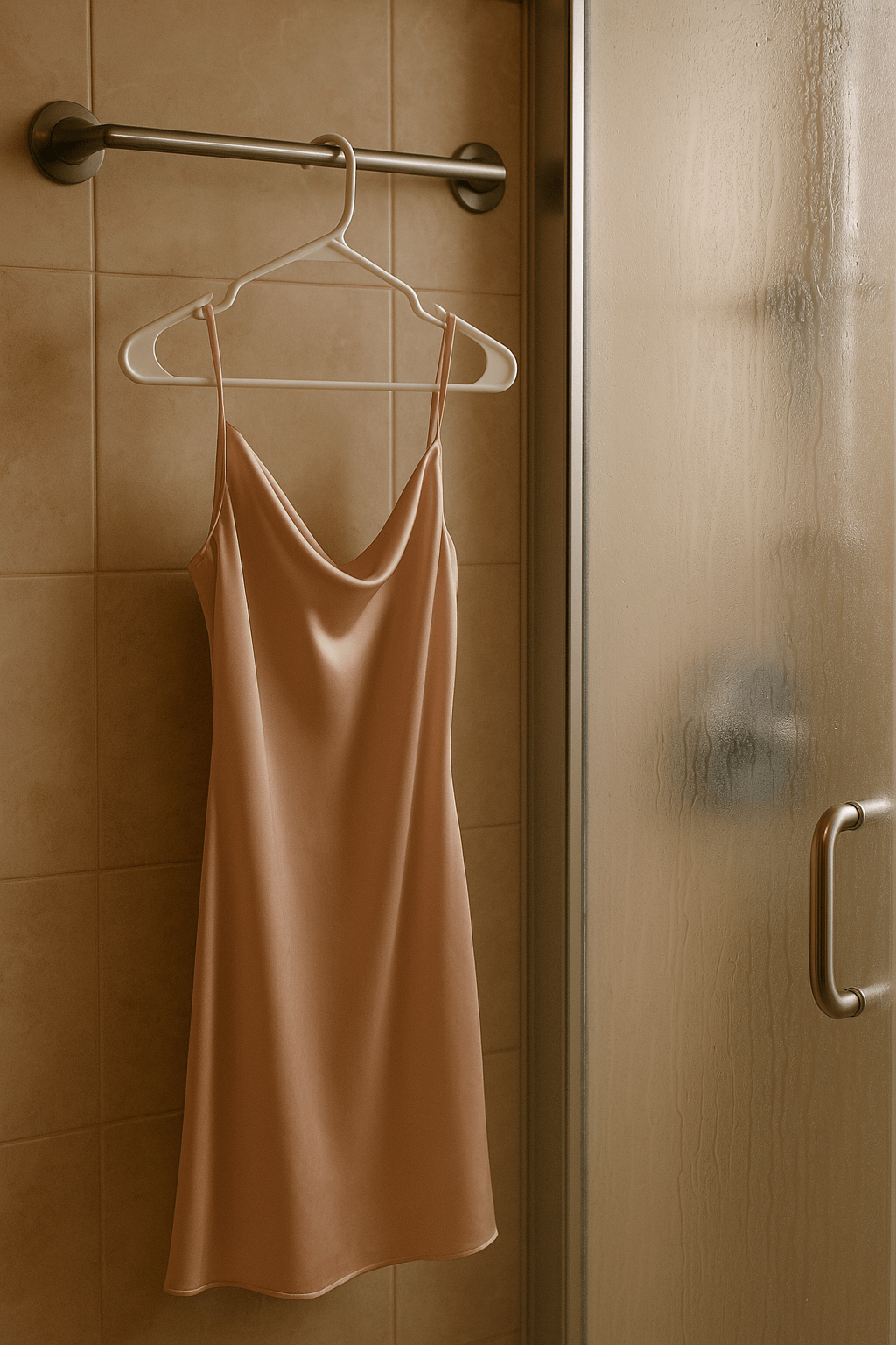 Shower steaming delicate dress