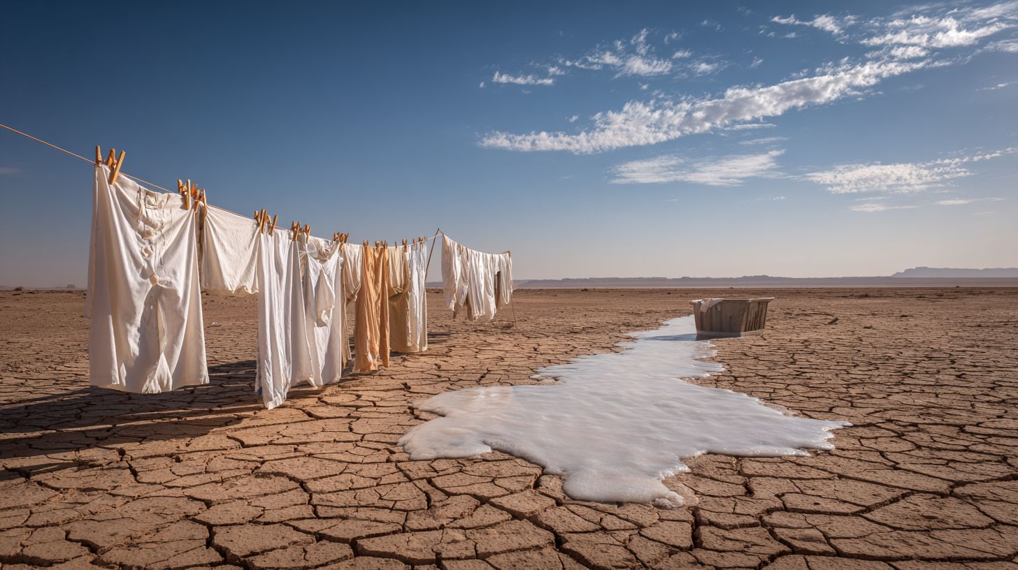 How does water usage contribute to The Environmental Impact of Laundry in the Desert?
